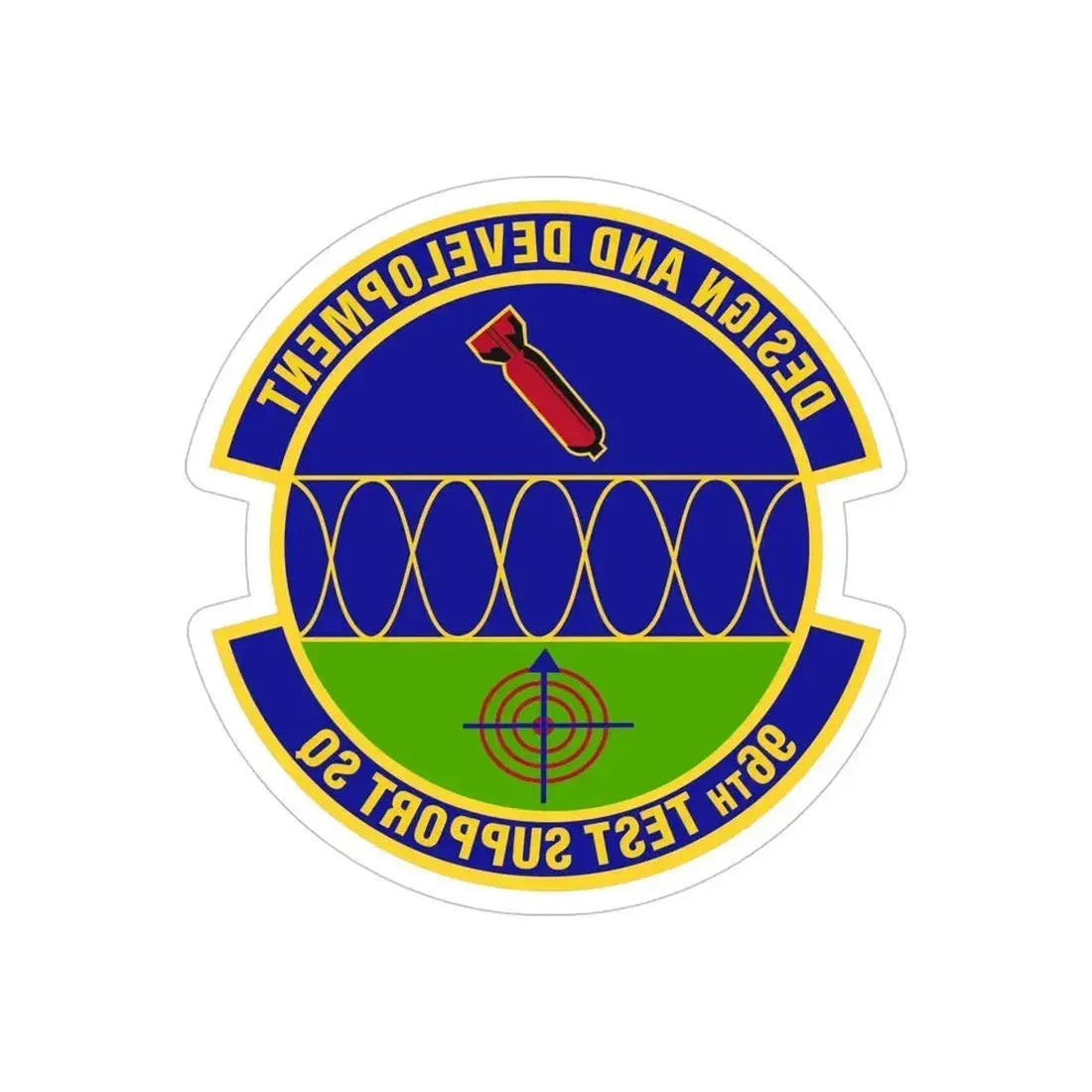 96th Test Support Squadron (U.S. Air Force) REVERSE PRINT Transparent Die-Cut STICKER 5 Inch Die-Cut Transparent - The Sticker Space