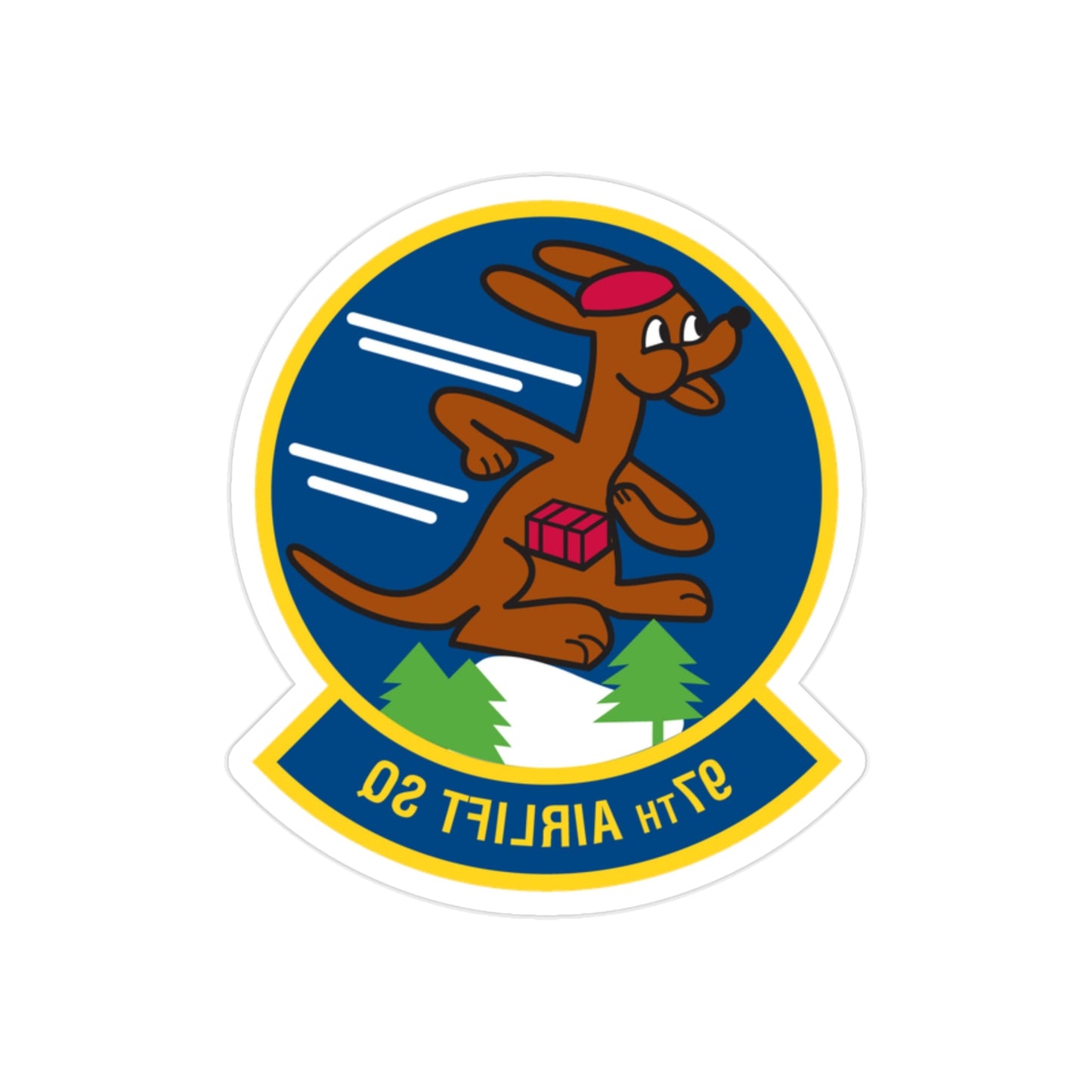 97 Airlift Squadron AFRC (U.S. Air Force) REVERSE PRINT Transparent STICKER-2" × 2"-The Sticker Space