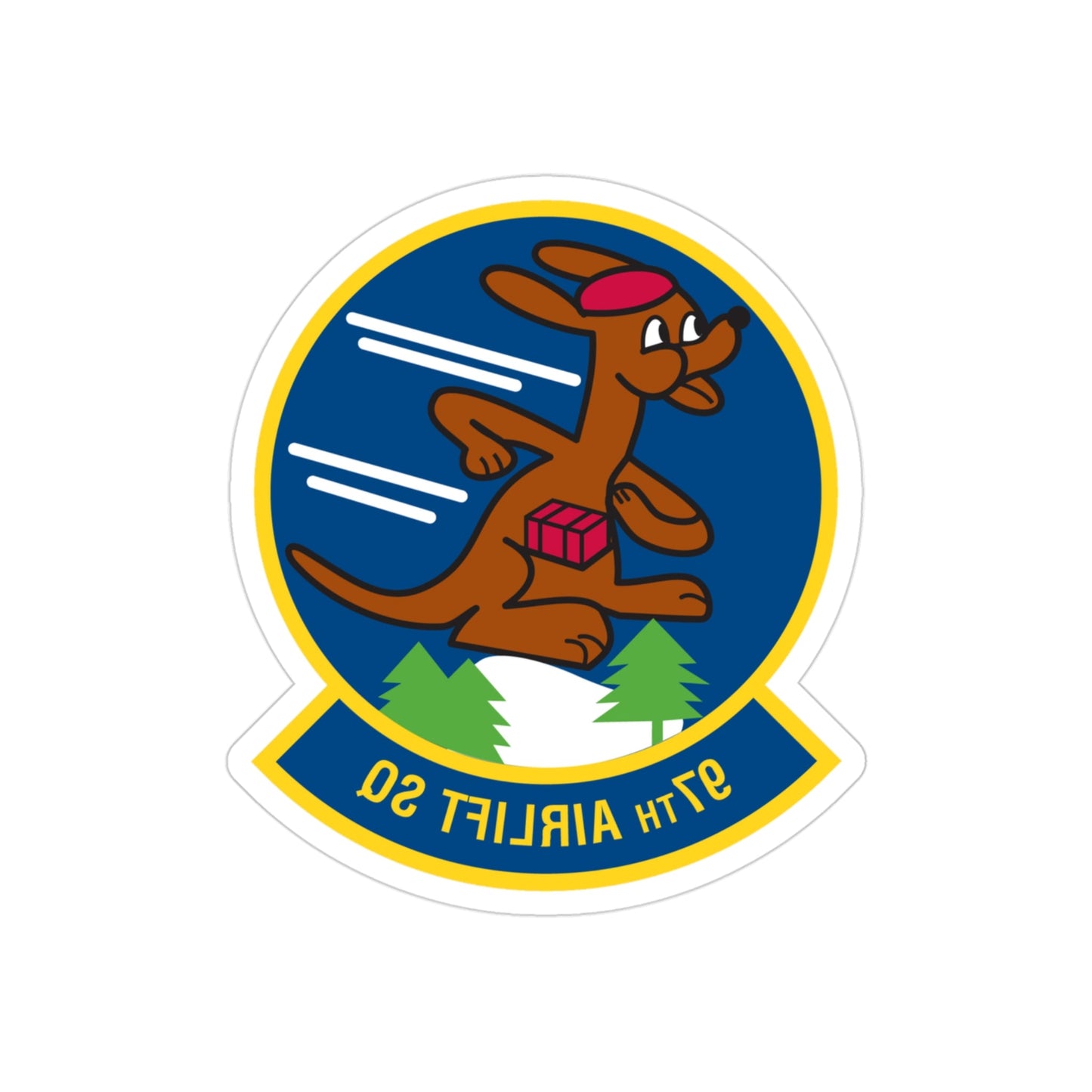 97 Airlift Squadron AFRC (U.S. Air Force) REVERSE PRINT Transparent STICKER-3" × 3"-The Sticker Space