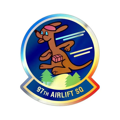 97 Airlift Squadron AFRC (U.S. Air Force) Holographic STICKER Die-Cut Vinyl Decal 4 Inch Holographic - The Sticker Space