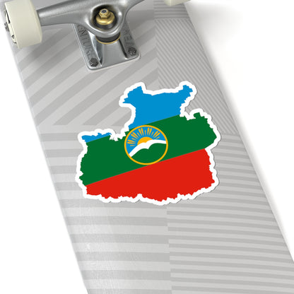 Flag-map of Karachay-Cherkess (Russia) STICKER Vinyl Kiss-Cut Decal