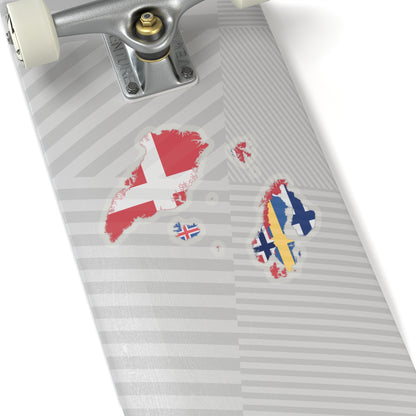 Flag map of the Nordic countries (Denmark) STICKER Vinyl Kiss-Cut Decal