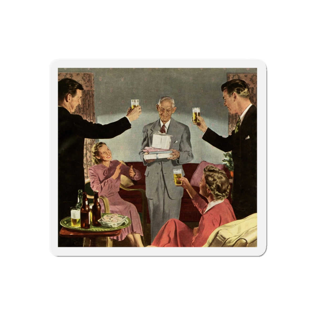 Birthday Party For Dad, 1949 (Magazine Illustration) Refrigerator Magnet