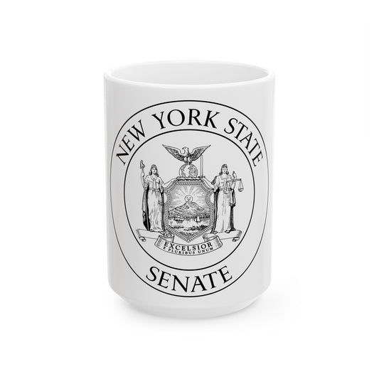 Seal of the New York State Senate - White Coffee Mug-15oz-The Sticker Space