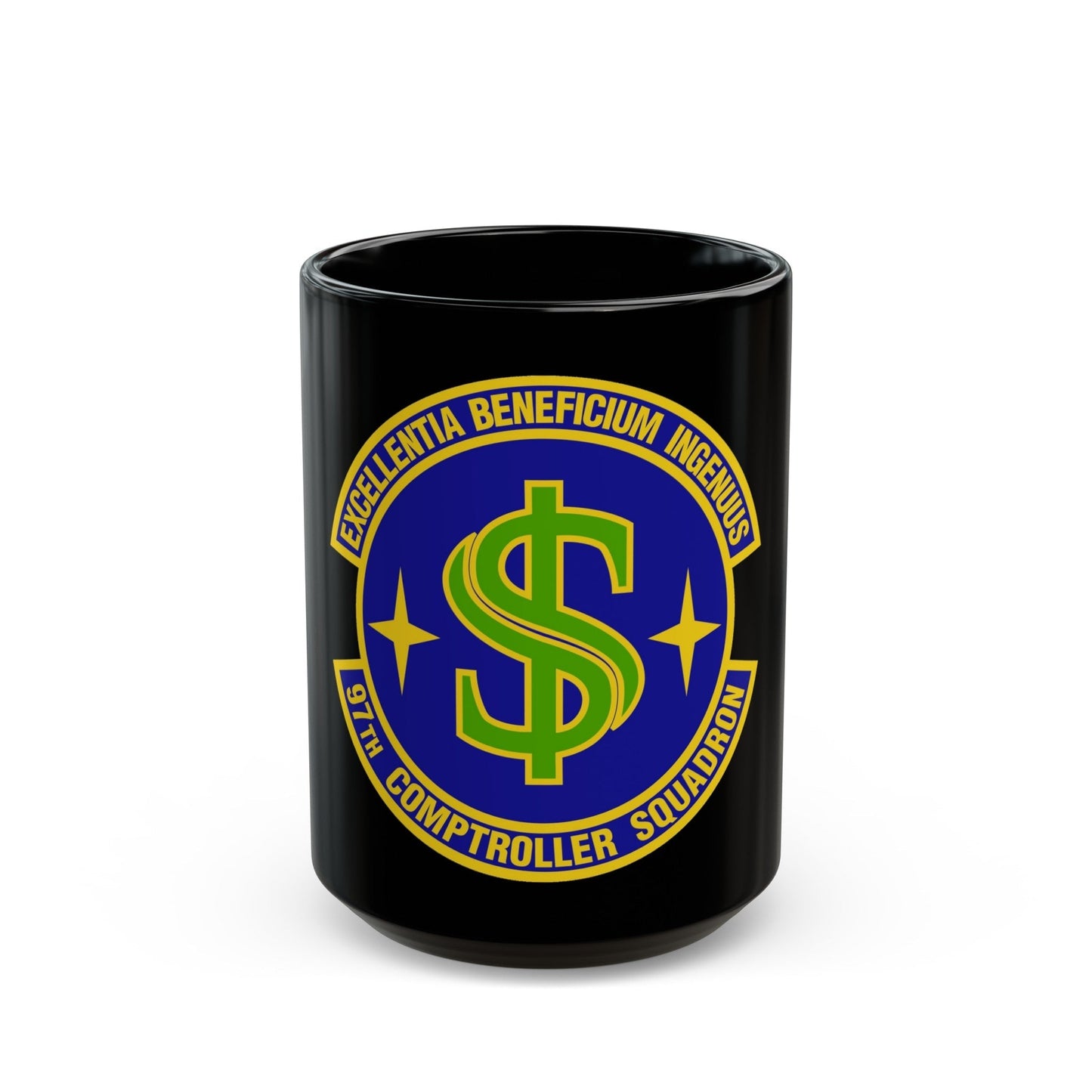 97th Comptroller Squadron (U.S. Air Force) Black Coffee Mug-15oz-The Sticker Space