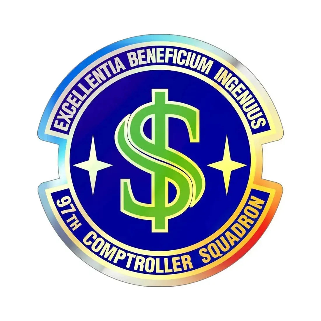 97th Comptroller Squadron (U.S. Air Force) Holographic STICKER Die-Cut Vinyl Decal 5 Inch Holographic - The Sticker Space