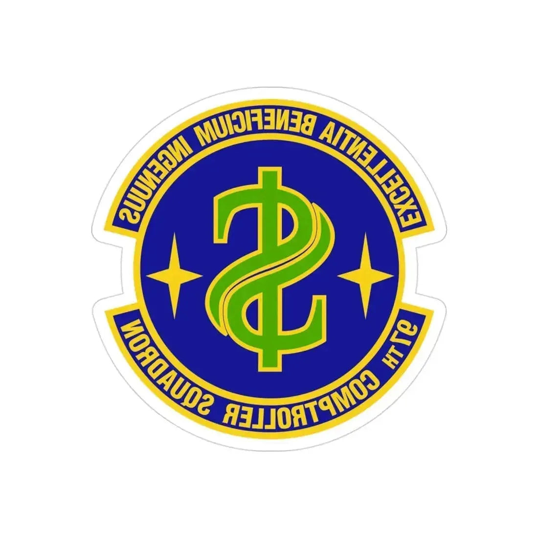97th Comptroller Squadron (U.S. Air Force) REVERSE PRINT Transparent Die-Cut STICKER 3 Inch Die-Cut Transparent - The Sticker Space