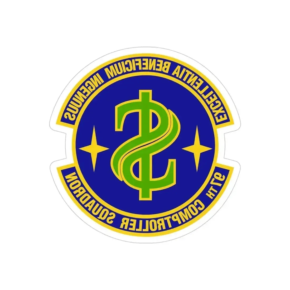 97th Comptroller Squadron (U.S. Air Force) REVERSE PRINT Transparent Die-Cut STICKER 4 Inch Die-Cut Transparent - The Sticker Space