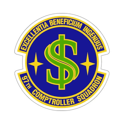 97th Comptroller Squadron (U.S. Air Force) STICKER Vinyl Kiss-Cut Decal 6 Inch White - The Sticker Space