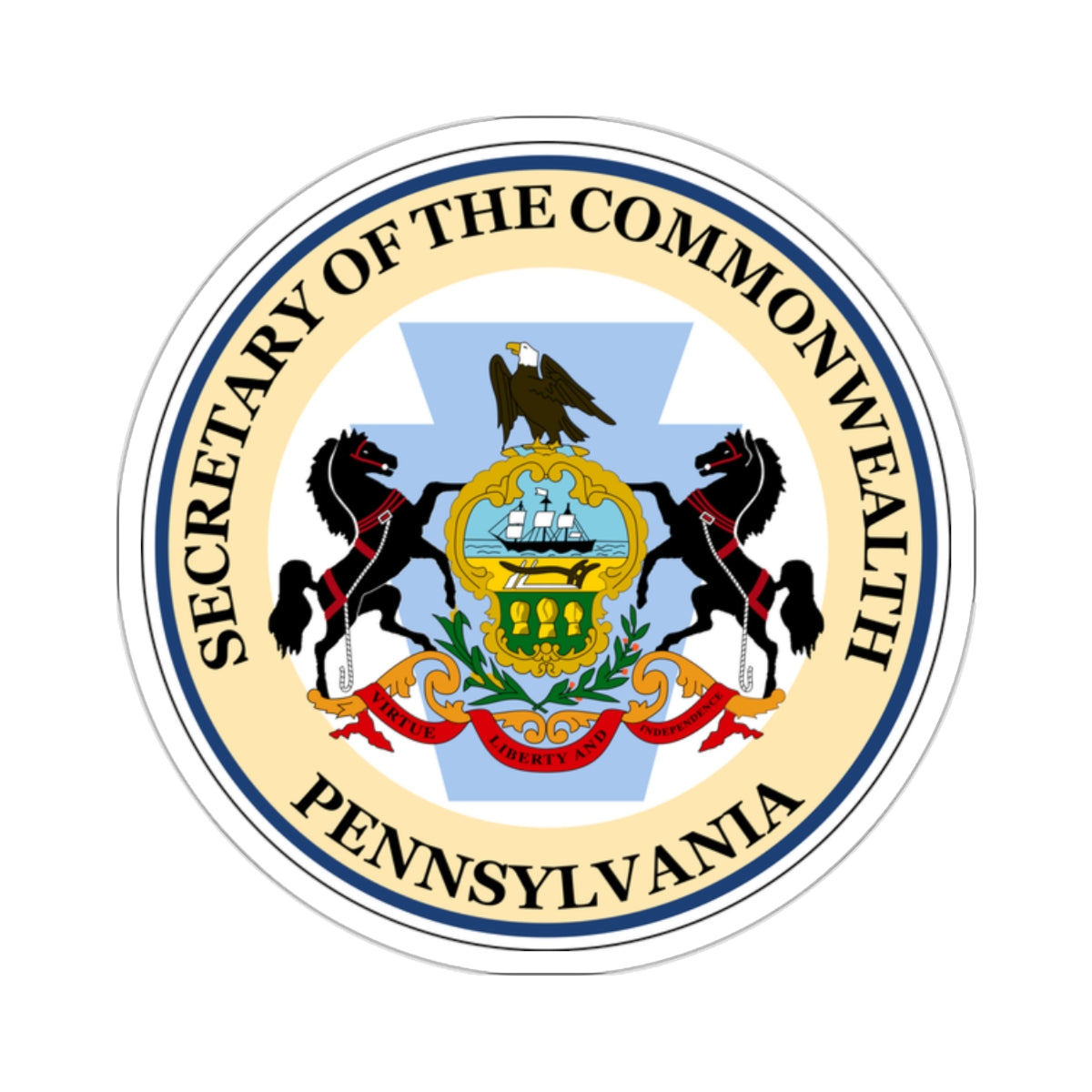 Seal of the Secretary of the Commonwealth of Pennsylvania - STICKER Vinyl Kiss-Cut Decal