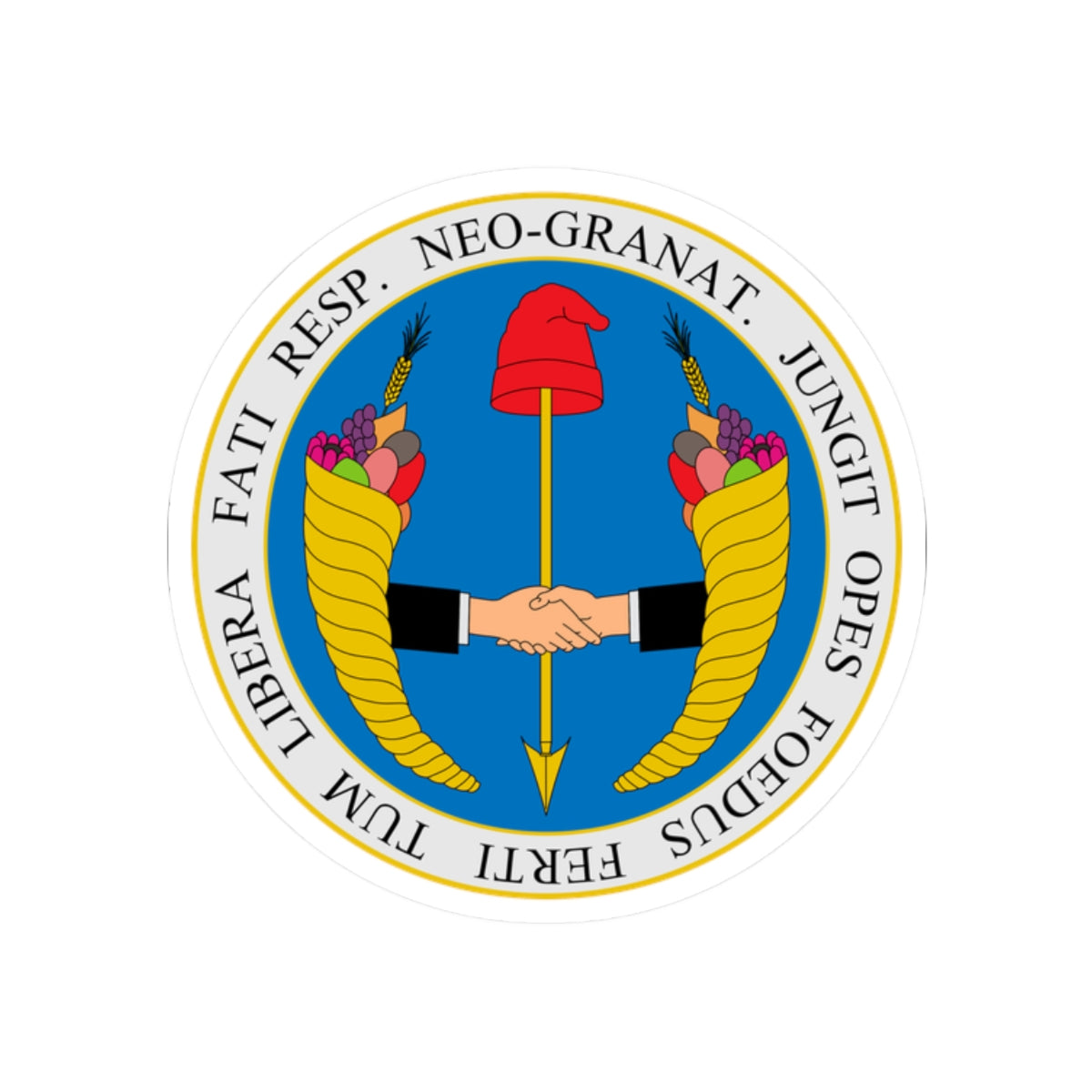 Coat of arms of United Provinces of New Granada - STICKER Vinyl Kiss-Cut Decal