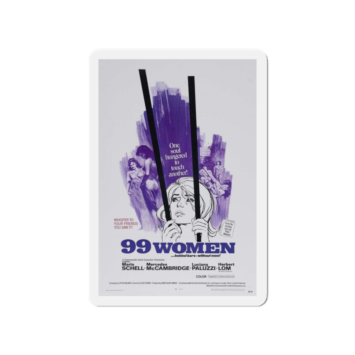 99 WOMEN 1969 Movie Poster - Die-Cut Magnet-4" x 4"-The Sticker Space