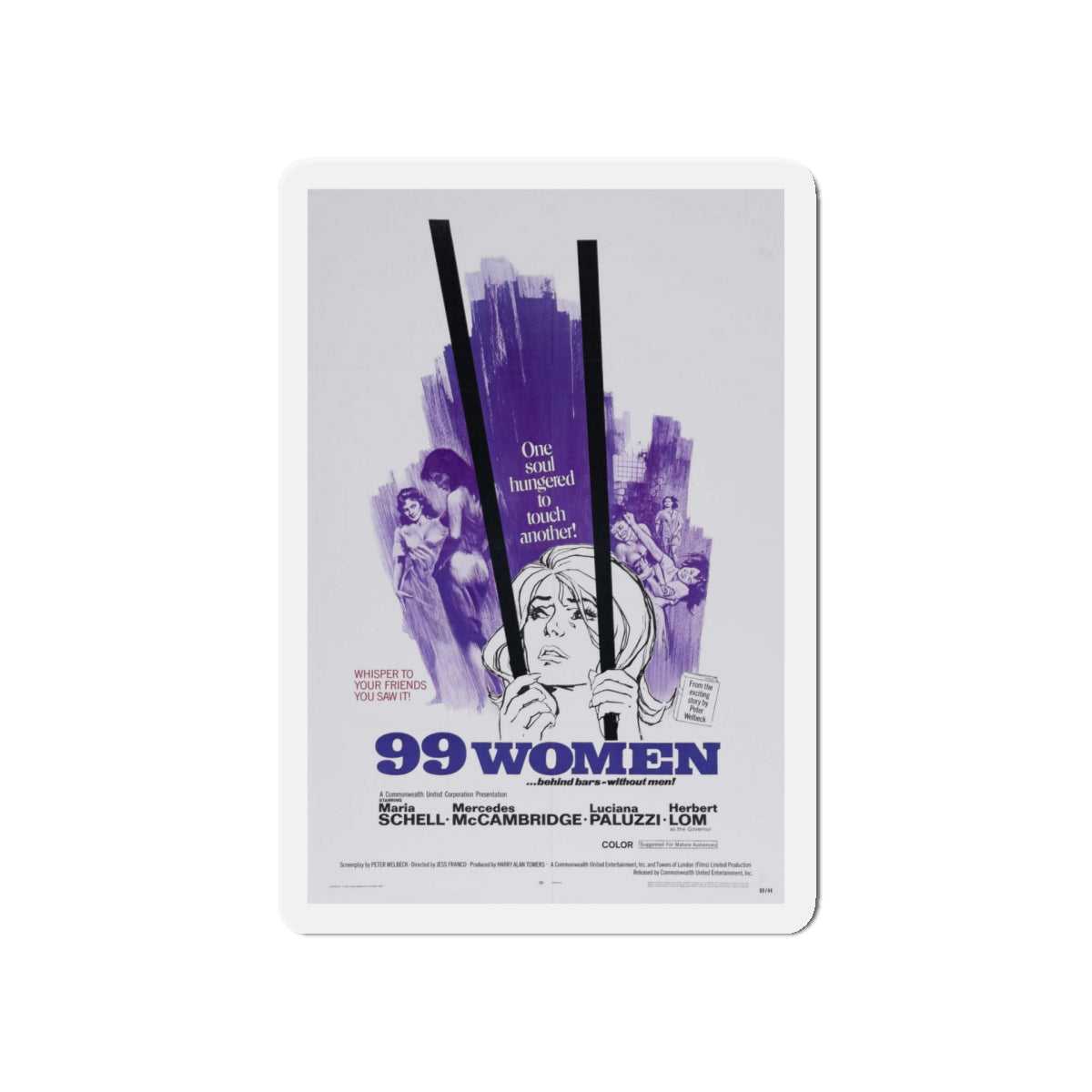 99 WOMEN 1969 Movie Poster - Die-Cut Magnet-5" x 5"-The Sticker Space