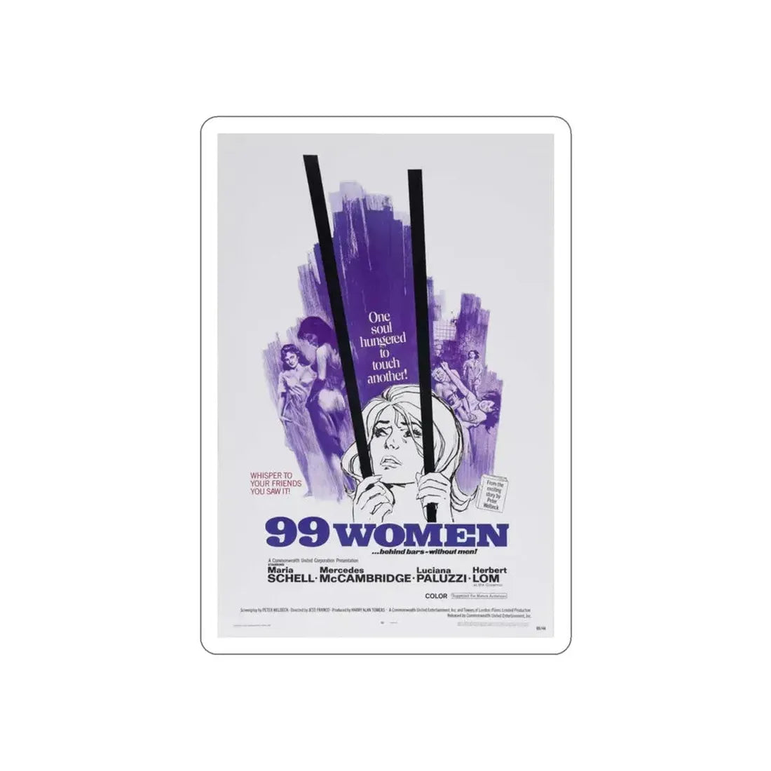99 WOMEN 1969 Movie Poster STICKER Vinyl Die-Cut Decal 3 Inch - The Sticker Space