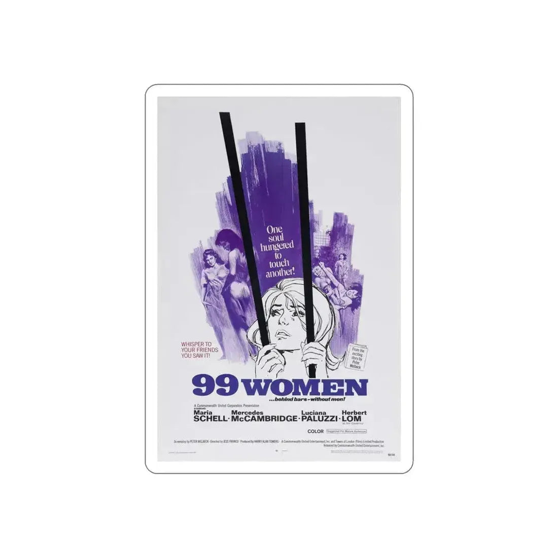 99 WOMEN 1969 Movie Poster STICKER Vinyl Die-Cut Decal 5 Inch - The Sticker Space