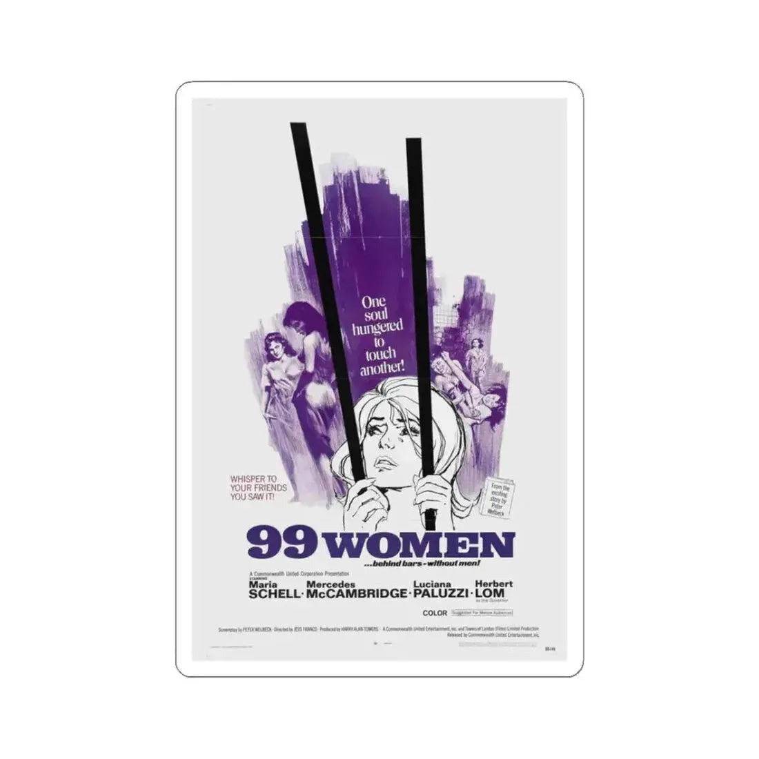 99 Women 1969 Movie Poster - STICKER Vinyl Kiss-Cut Decal 3 Inch White - The Sticker Space