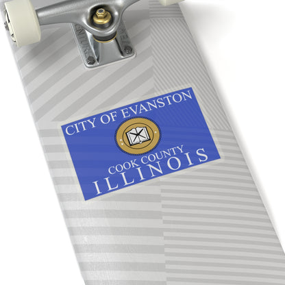 Flag of Evanston, IL - STICKER Vinyl Kiss-Cut Decal