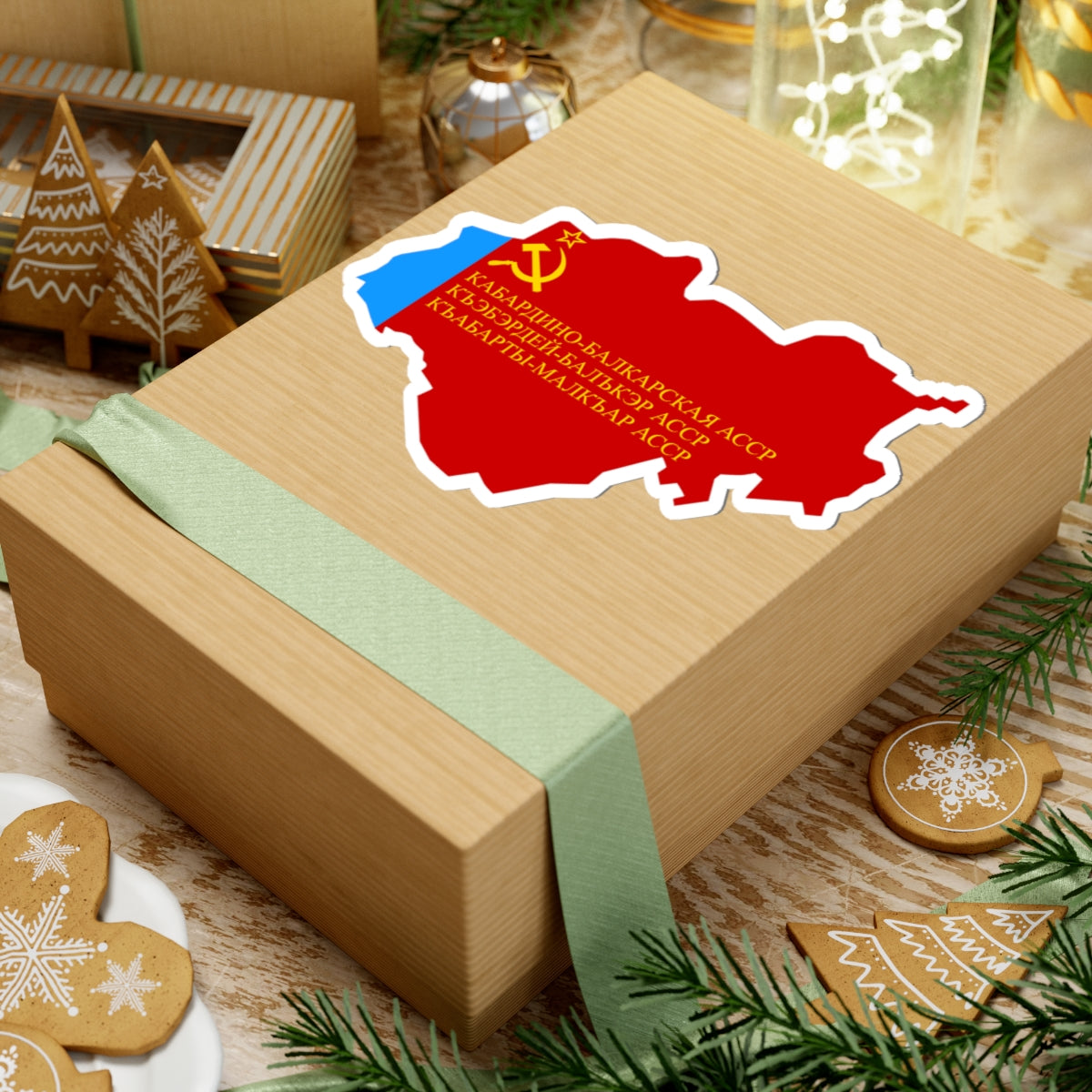 Flag-map of Kabarda-Balkaria ASSR (Russia) STICKER Vinyl Kiss-Cut Decal