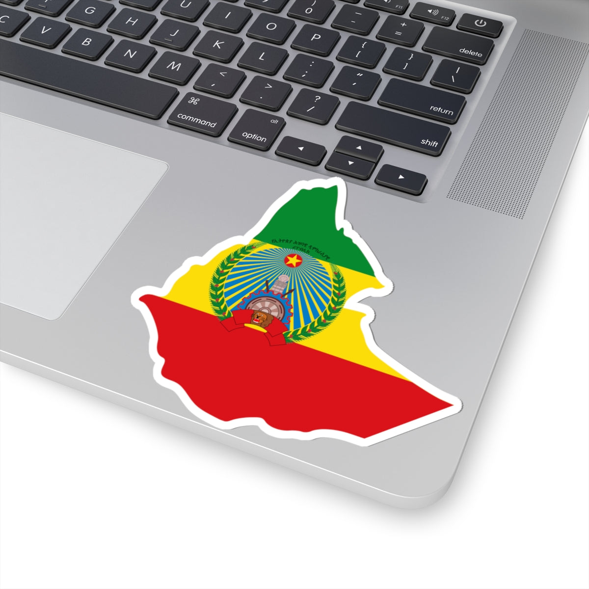 Flag map of Ethiopia 1987-1991 (Ethiopia) STICKER Vinyl Kiss-Cut Decal