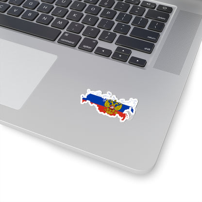 Flag map of Russia with coat of arms 2014-2022 (Russia) STICKER Vinyl Kiss-Cut Decal