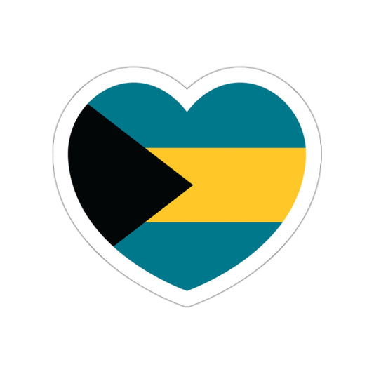 Heart Flag of the Bahamas - STICKER Vinyl Die-Cut Decal