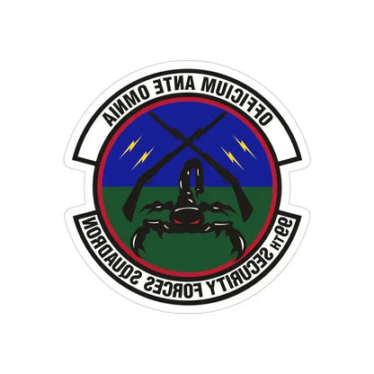 99th Security Forces Squadron (U.S. Air Force) REVERSE PRINT Transparent Die-Cut STICKER 4 Inch Die-Cut Transparent - The Sticker Space