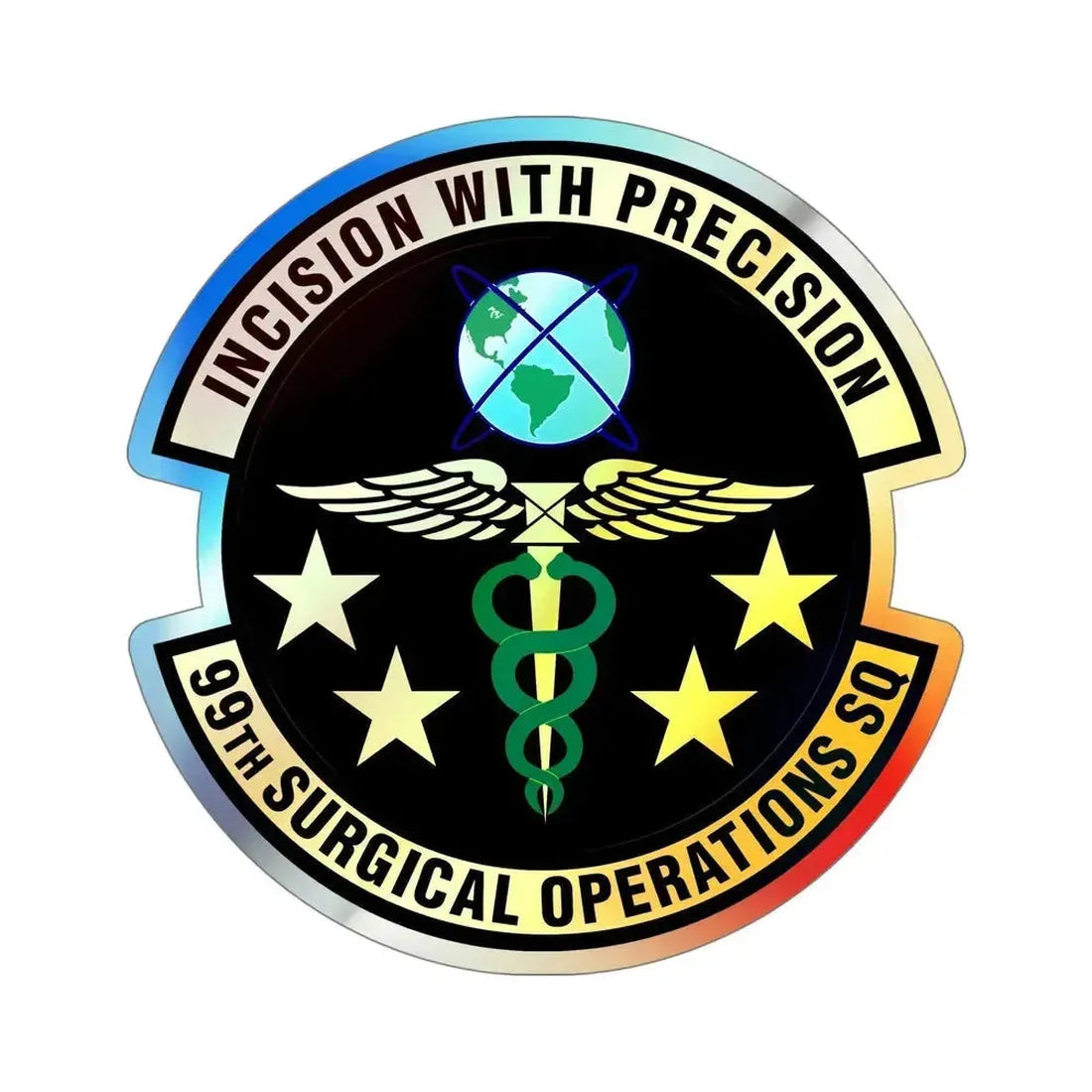 99th Surgical Operations Squadron (U.S. Air Force) Holographic STICKER Die-Cut Vinyl Decal 5 Inch Holographic - The Sticker Space