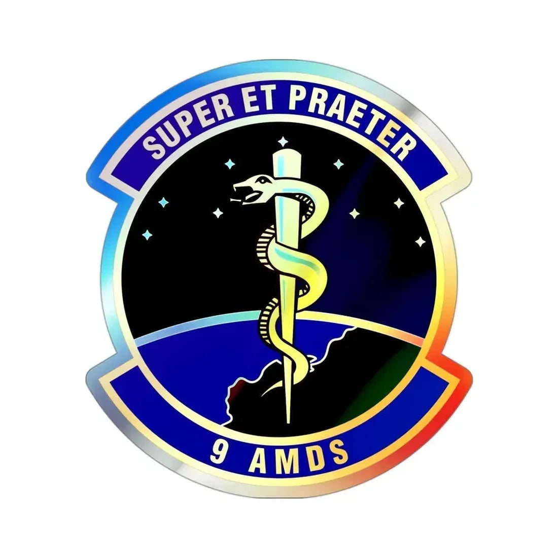9th Aerospace Medicine Squadron (U.S. Air Force) Holographic STICKER Die-Cut Vinyl Decal 3 Inch Holographic - The Sticker Space