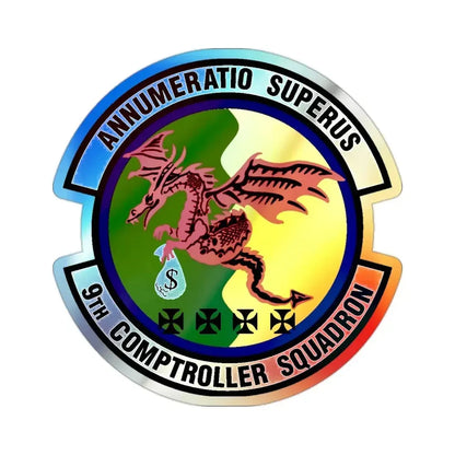 9th Comptroller Squadron (U.S. Air Force) Holographic STICKER Die-Cut Vinyl Decal 2 Inch Holographic - The Sticker Space