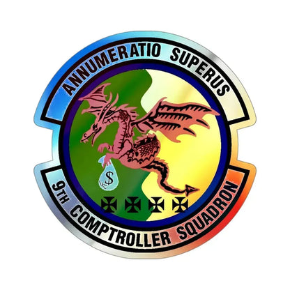9th Comptroller Squadron (U.S. Air Force) Holographic STICKER Die-Cut Vinyl Decal 4 Inch Holographic - The Sticker Space