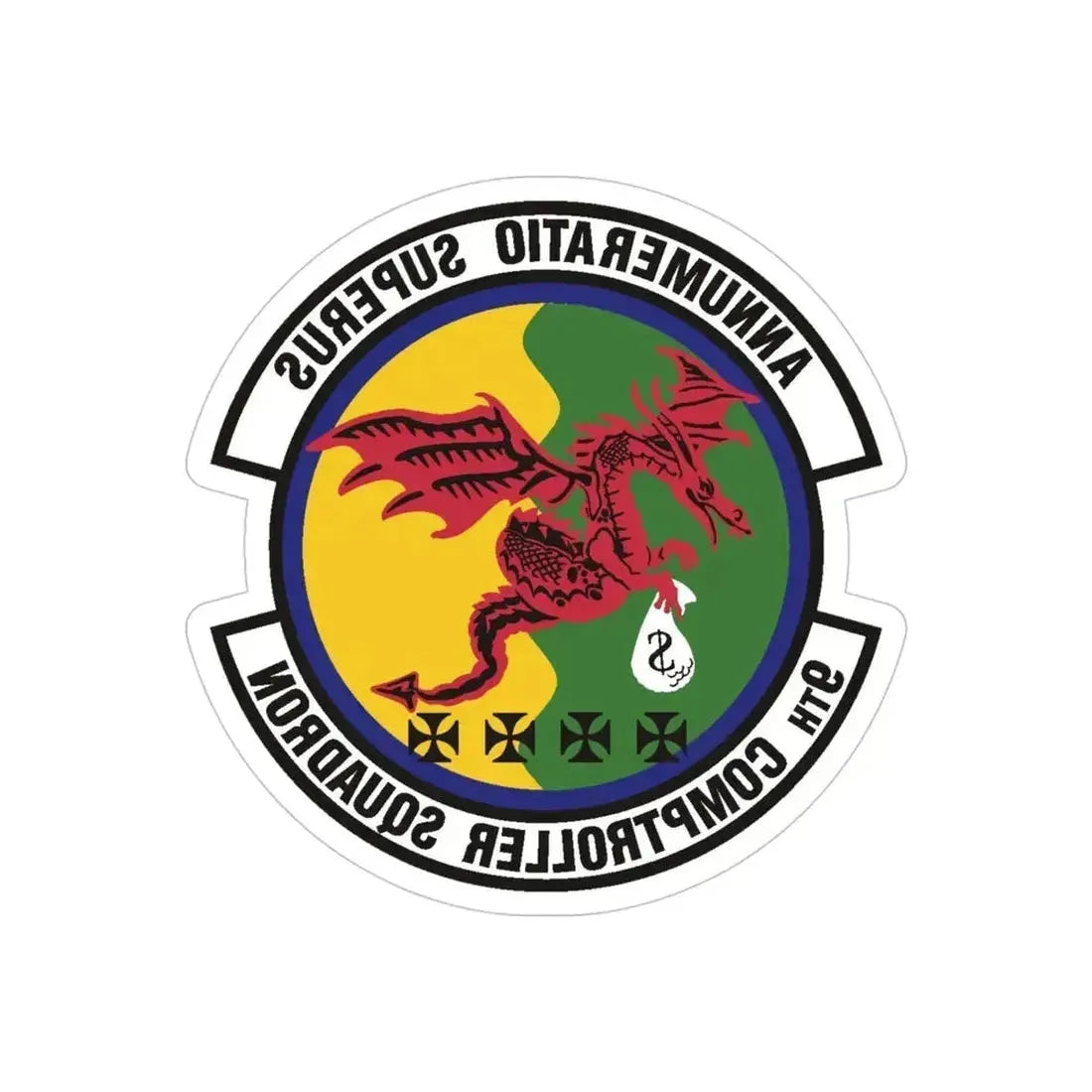 9th Comptroller Squadron (U.S. Air Force) REVERSE PRINT Transparent Die-Cut STICKER 4 Inch Die-Cut Transparent - The Sticker Space