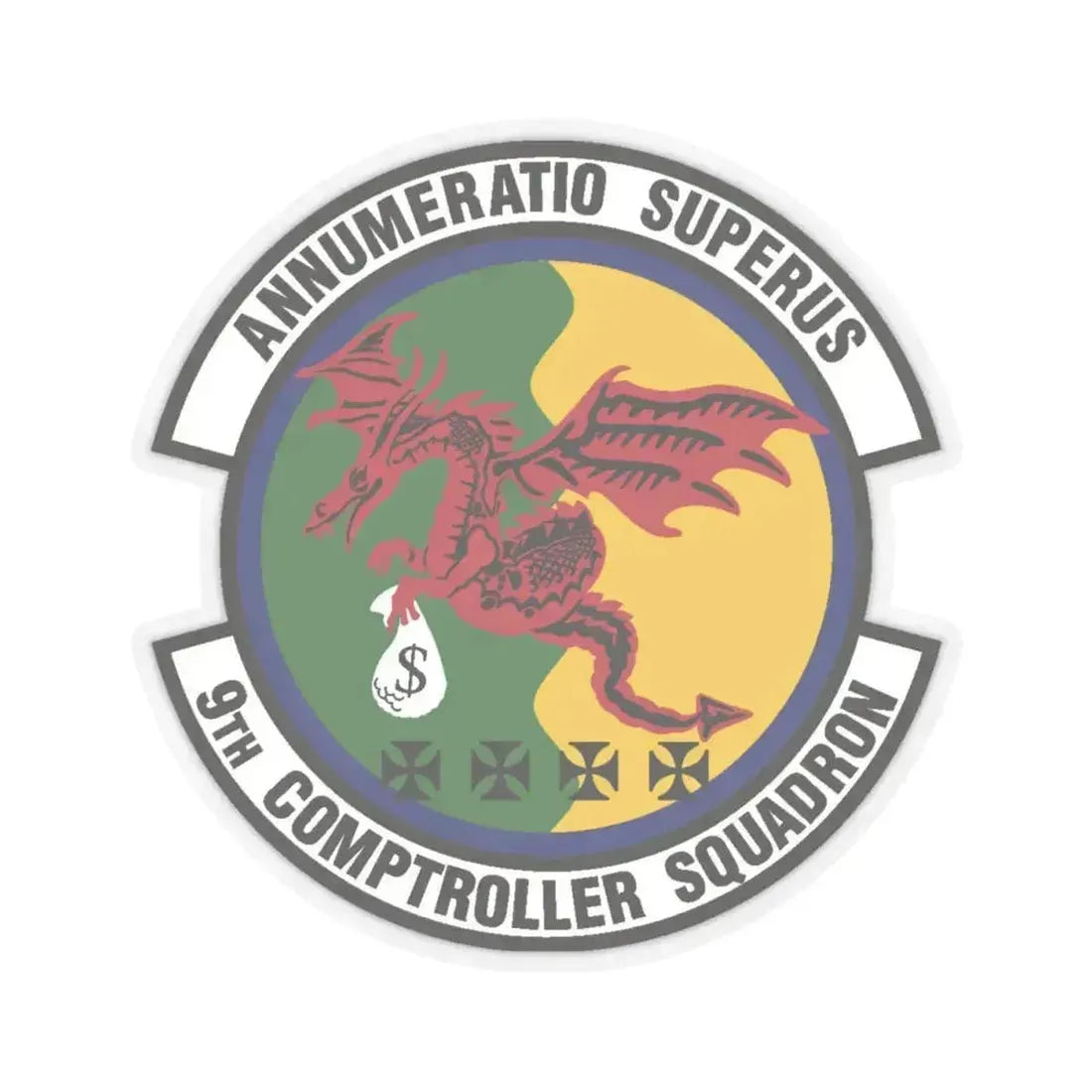 9th Comptroller Squadron (U.S. Air Force) STICKER Vinyl Kiss-Cut Decal 4 Inch Transparent - The Sticker Space