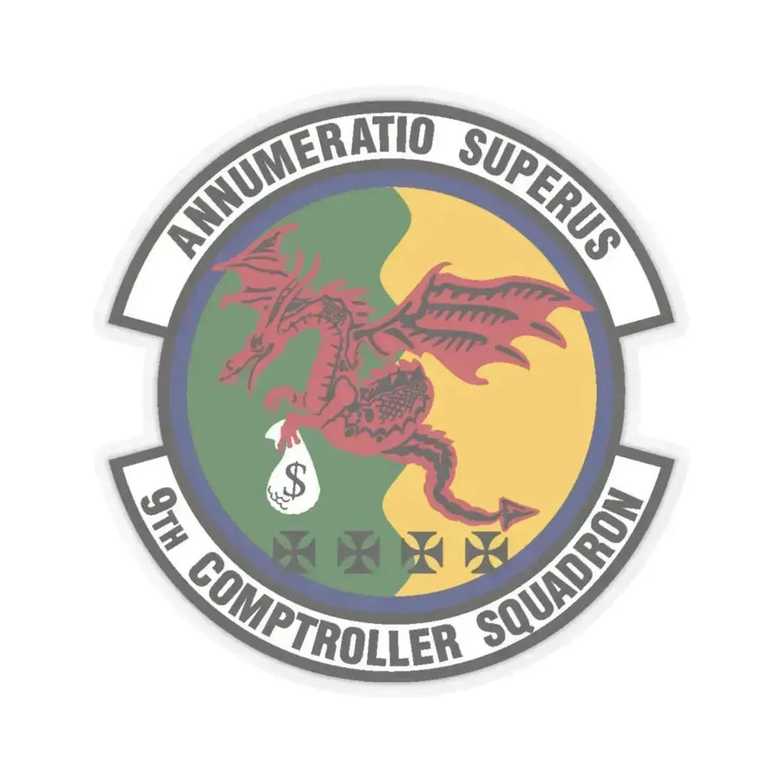9th Comptroller Squadron (U.S. Air Force) STICKER Vinyl Kiss-Cut Decal 6 Inch Transparent - The Sticker Space