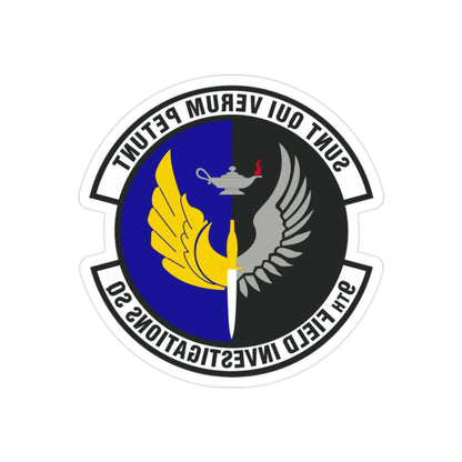 9th Field Investigations Squadron (U.S. Air Force) REVERSE PRINT Transparent STICKER-2" × 2"-The Sticker Space