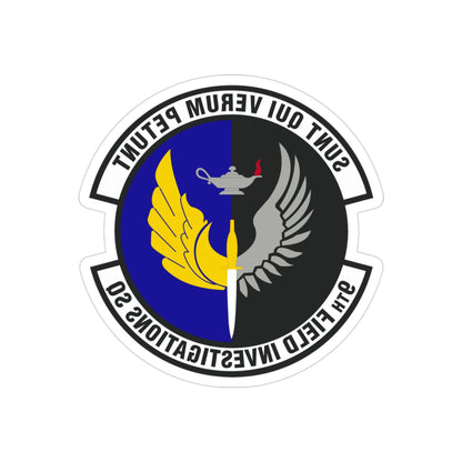 9th Field Investigations Squadron (U.S. Air Force) REVERSE PRINT Transparent STICKER-3" × 3"-The Sticker Space