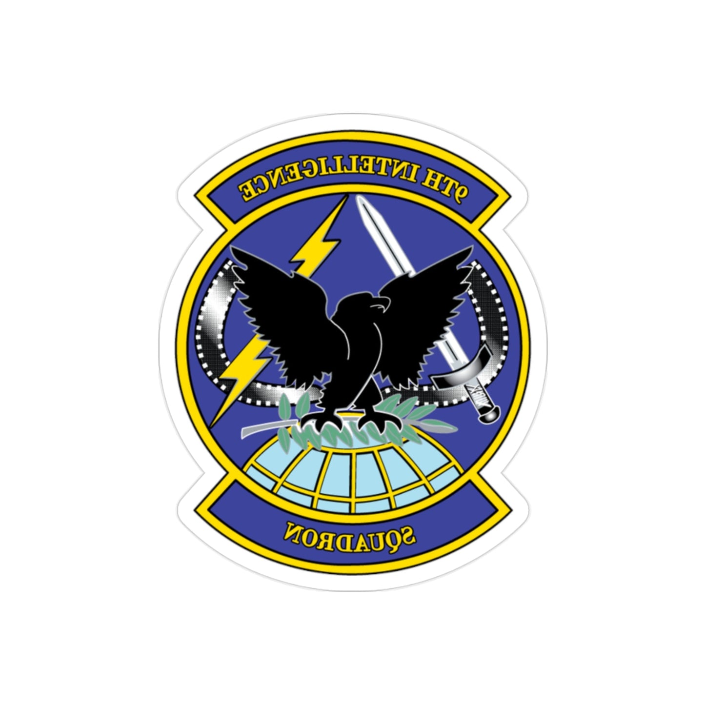 9th Intelligence Sq (U.S. Air Force) REVERSE PRINT Transparent STICKER-2" × 2"-The Sticker Space