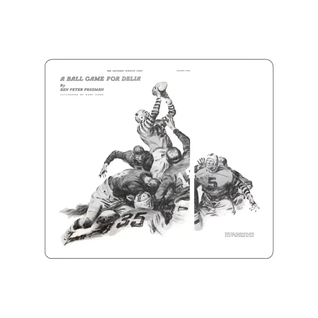 A Ball Game for Delia, The Saturday Evening Post, November 11, 1939 (Magazine Illustration) STICKER Vinyl Die-Cut Decal White Die-Cut 3 Inch - The Sticker Space