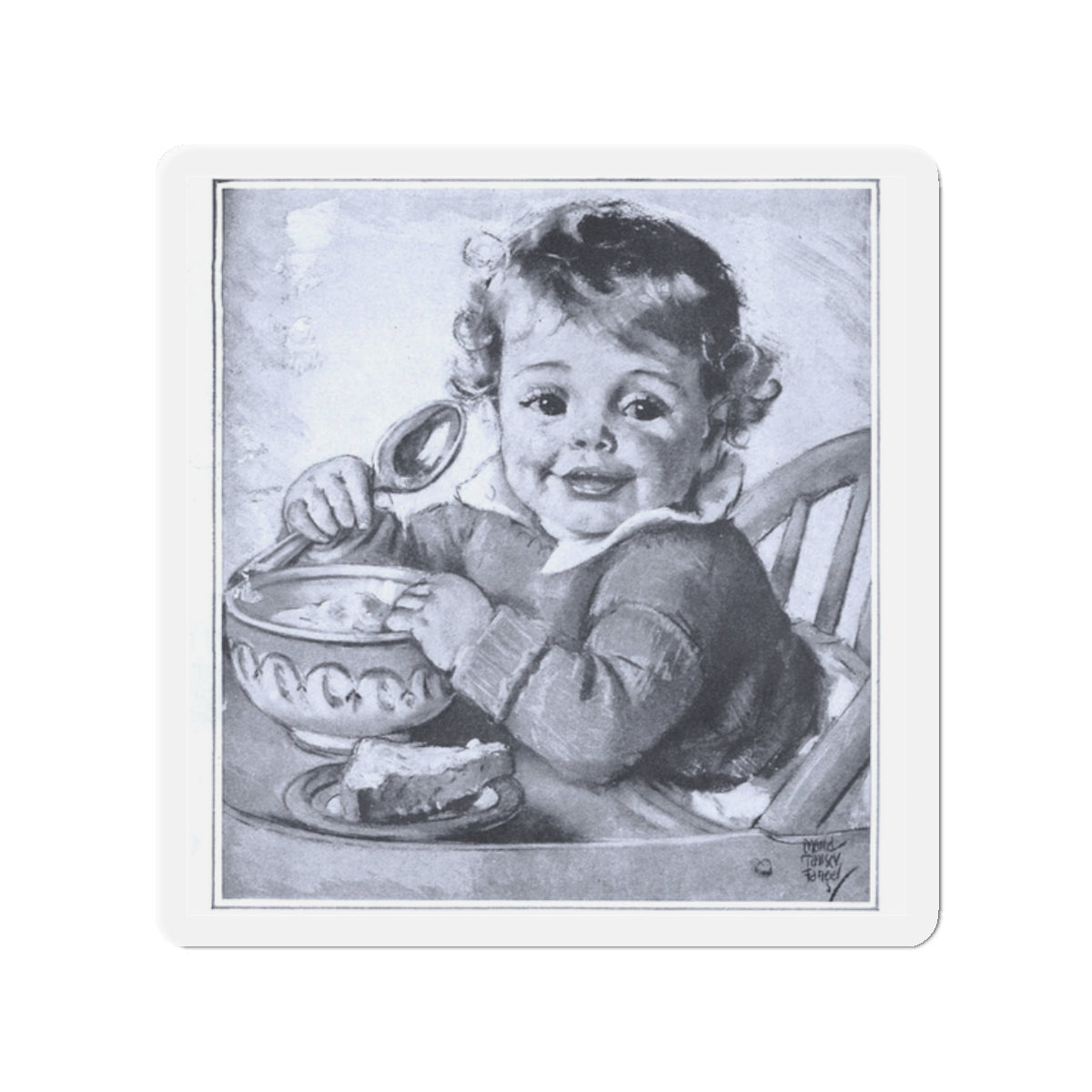 A Besotted Child, 1929 (Magazine Illustration) Refrigerator Magnet-2" x 2"-The Sticker Space