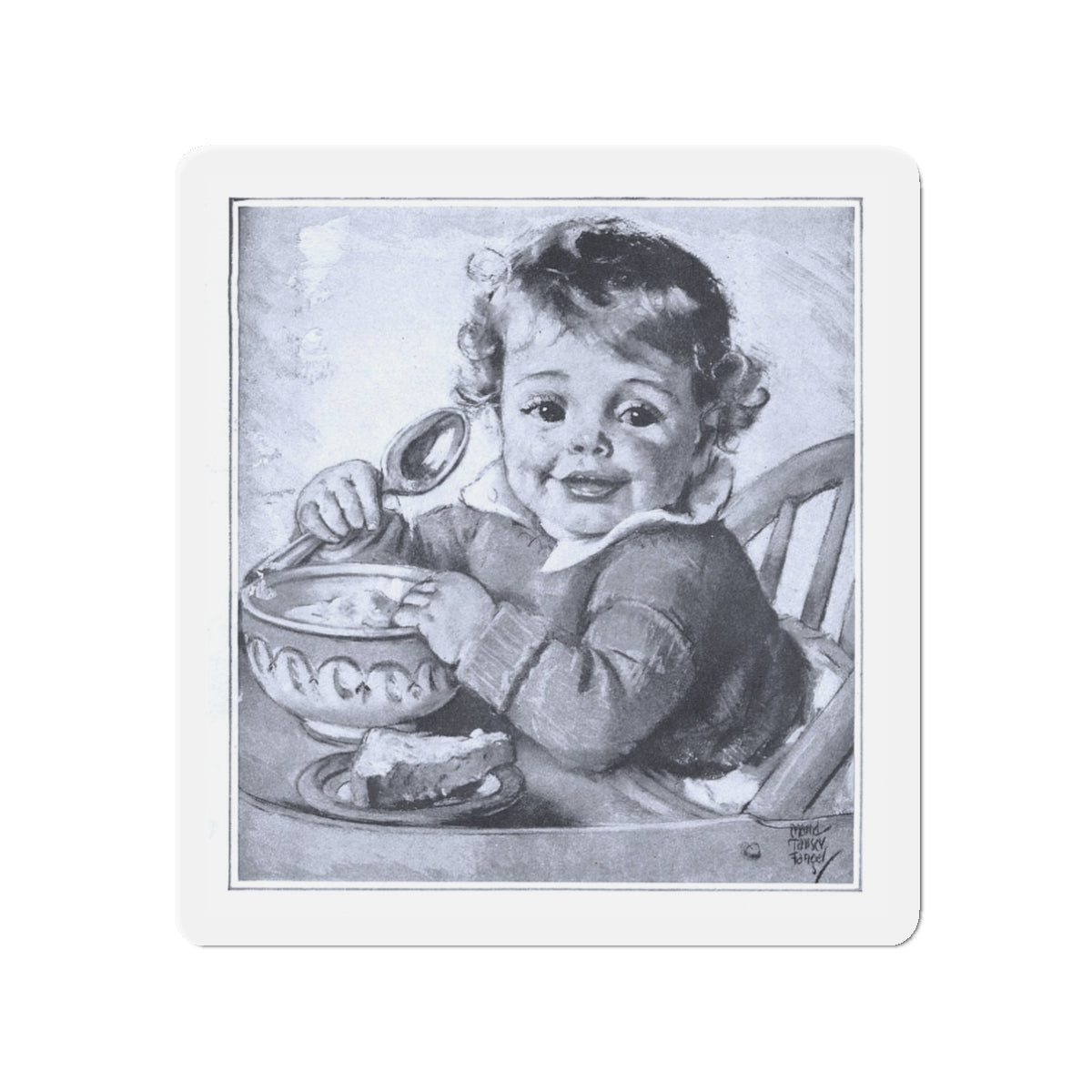 A Besotted Child, 1929 (Magazine Illustration) Refrigerator Magnet-3" x 3"-The Sticker Space