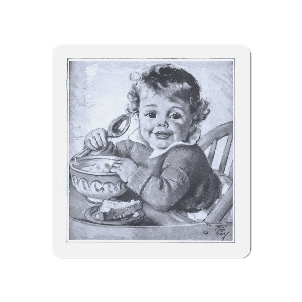 A Besotted Child, 1929 (Magazine Illustration) Refrigerator Magnet-5" x 5"-The Sticker Space