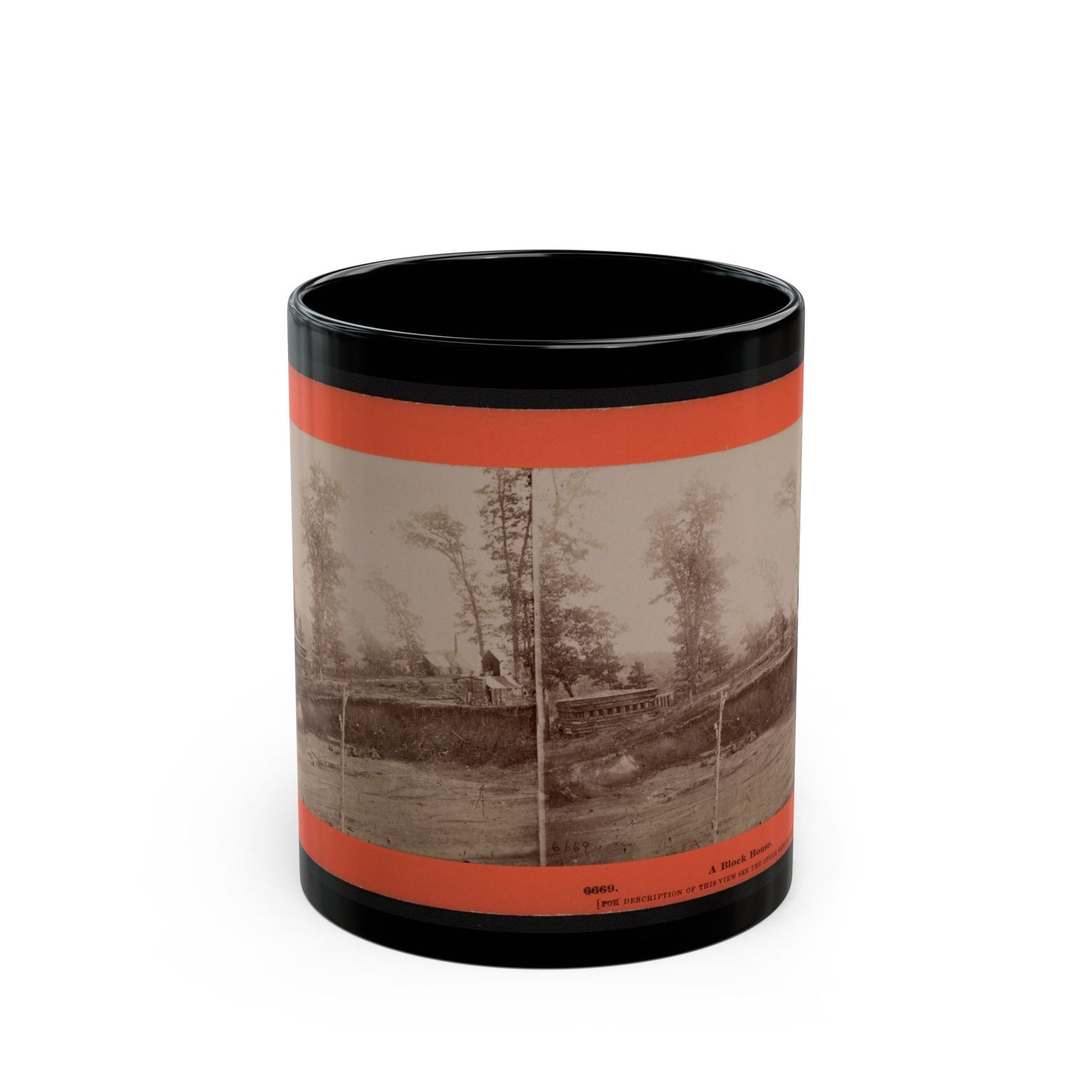 A Block House 001 (U.S. Civil War) Black Coffee Mug-11oz-The Sticker Space