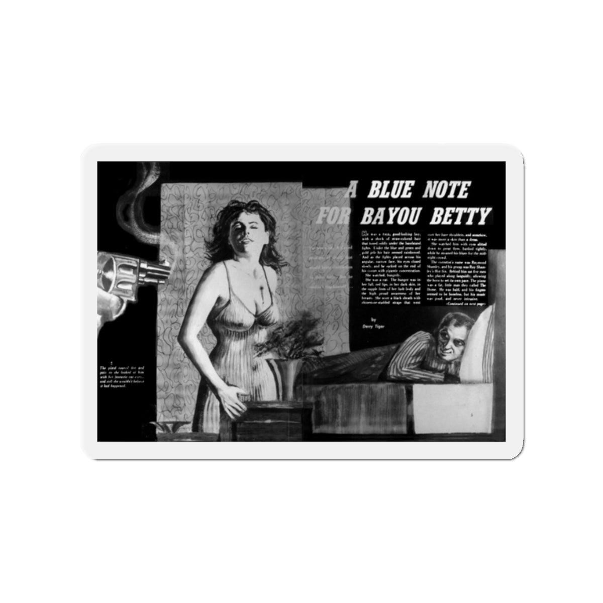 A Blue Note For Bayou Betty, Mermaid magazine, No. 6 - 1958 (Magazine Illustration) Refrigerator Magnet-2" x 2"-The Sticker Space