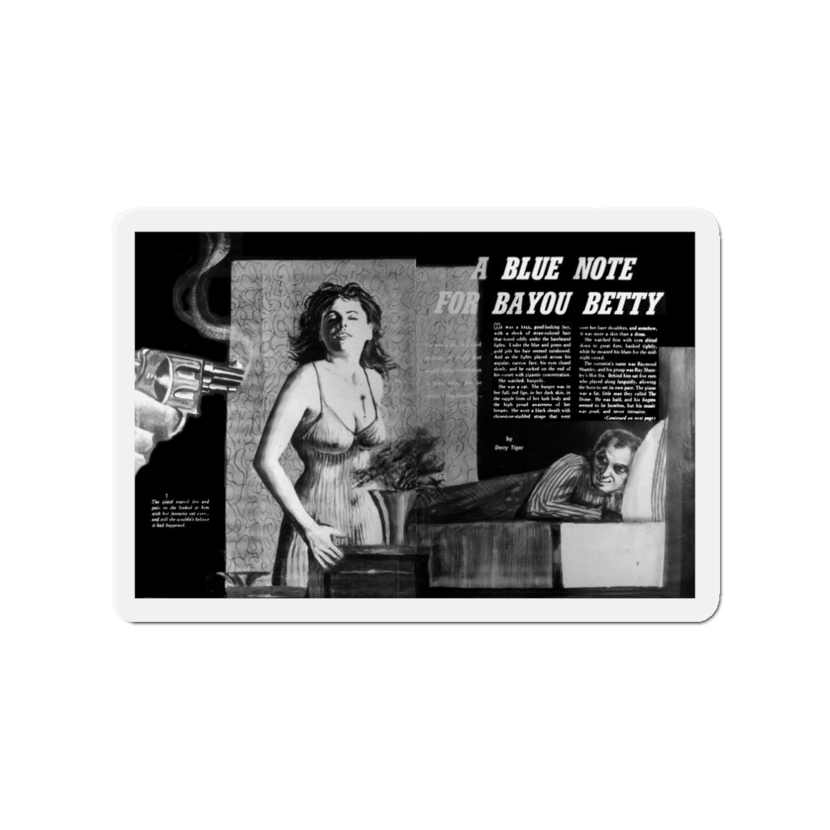 A Blue Note For Bayou Betty, Mermaid magazine, No. 6 - 1958 (Magazine Illustration) Refrigerator Magnet-3" x 3"-The Sticker Space