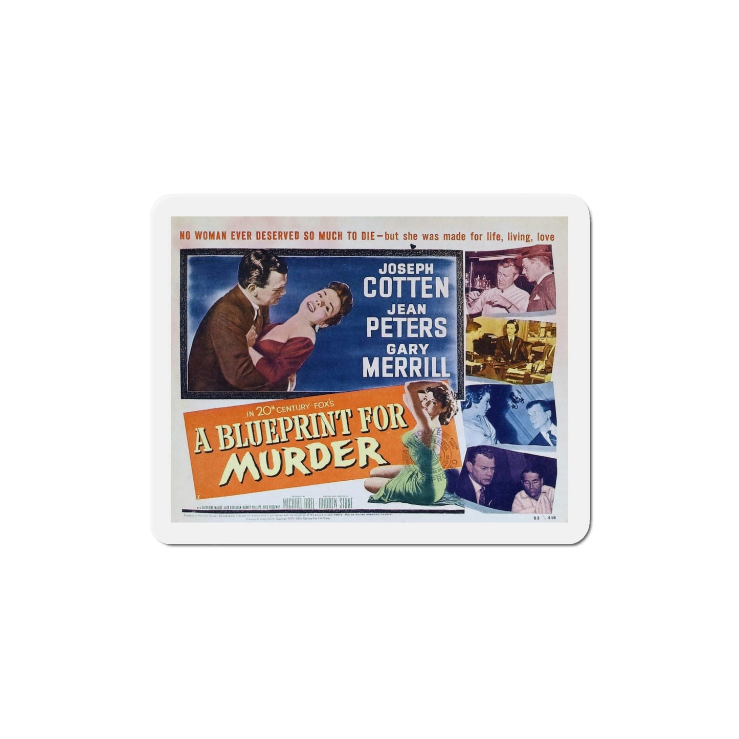 A Blueprint for Murder 1953 v2 Movie Poster Die-Cut Magnet-5 Inch-The Sticker Space