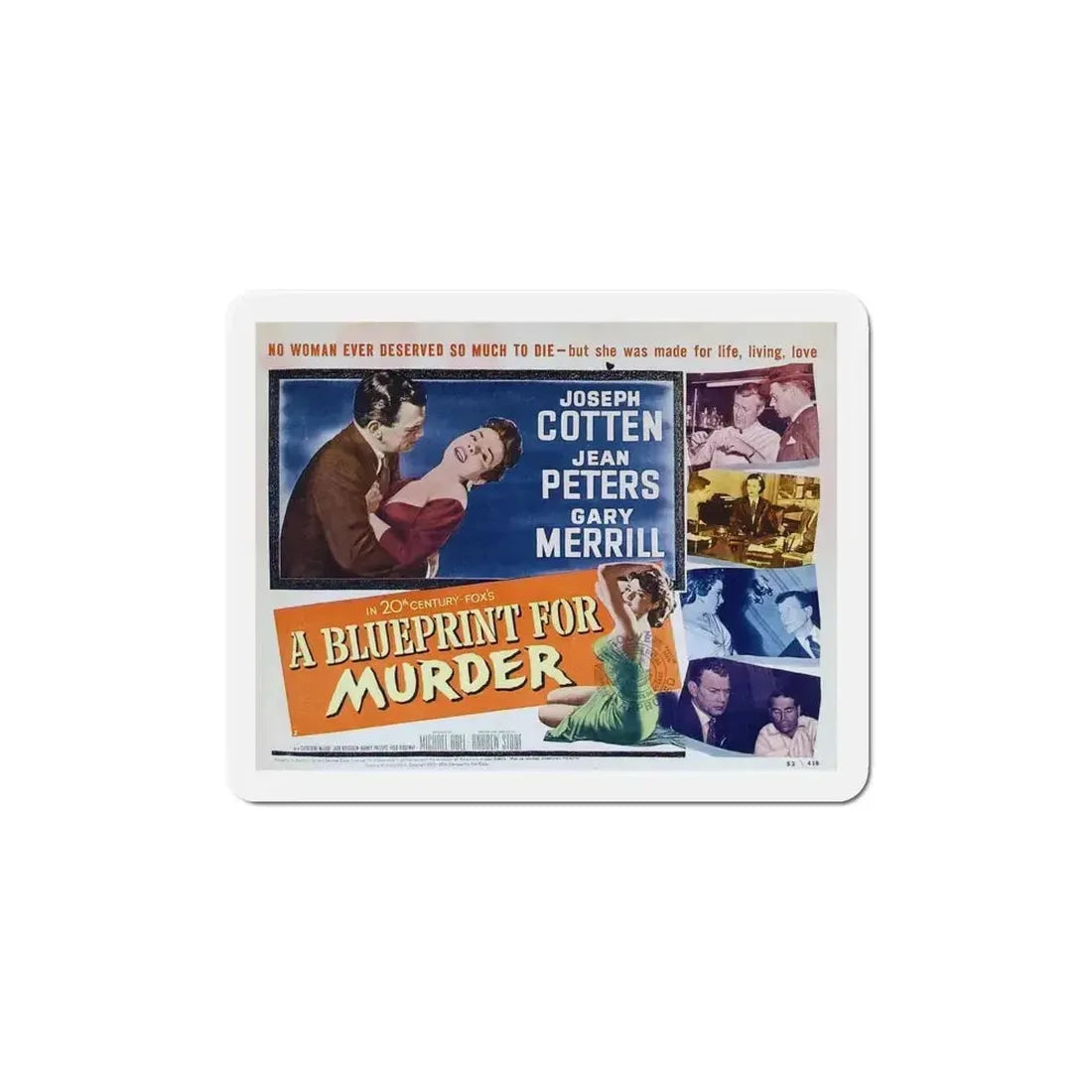A Blueprint for Murder 1953 v2 Movie Poster Refrigerator Magnet - The Sticker Space
