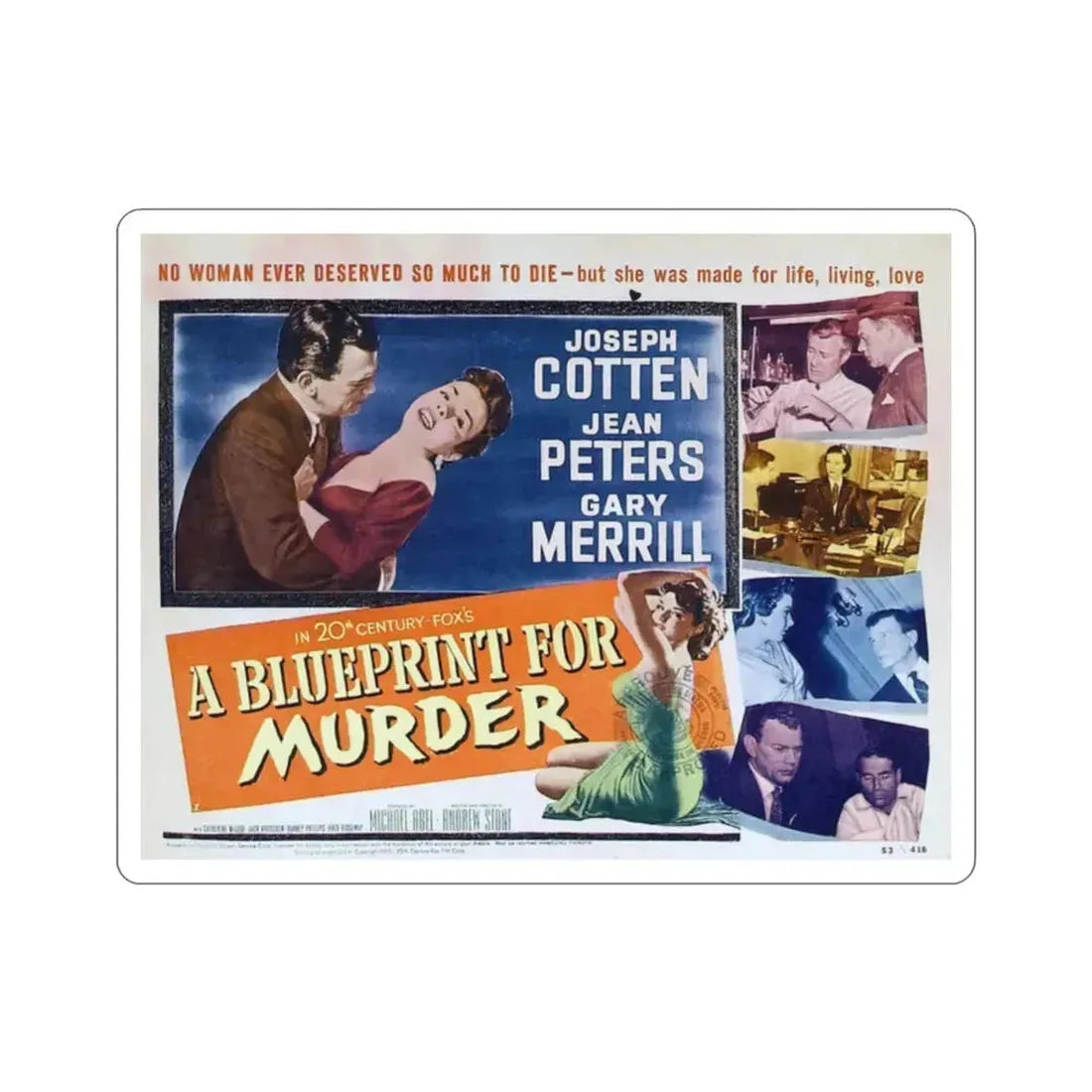 A Blueprint for Murder 1953 v2 Movie Poster STICKER Vinyl Die-Cut Decal 2 Inch - The Sticker Space