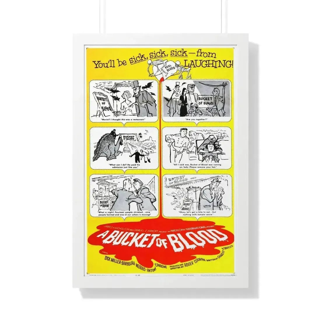 A BUCKET OF BLOOD 1959 - Framed Movie Poster 20" x 30" White - The Sticker Space