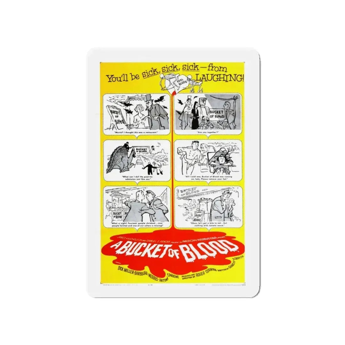 A BUCKET OF BLOOD 1959 Movie Poster - Refrigerator Magnet 4 Inch - The Sticker Space
