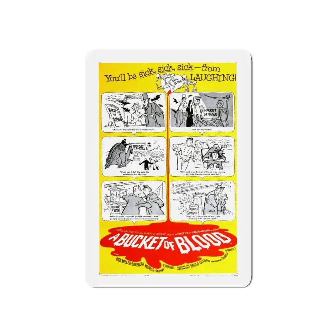 A BUCKET OF BLOOD 1959 Movie Poster - Refrigerator Magnet - The Sticker Space