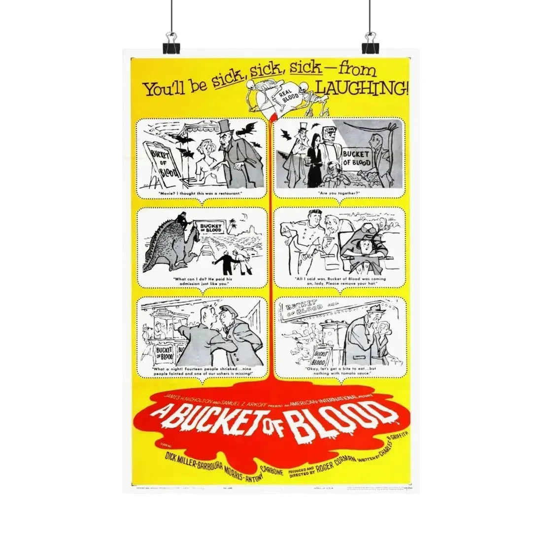 A BUCKET OF BLOOD 1959 - Paper Movie Poster 12″ x 18″ Matte - The Sticker Space